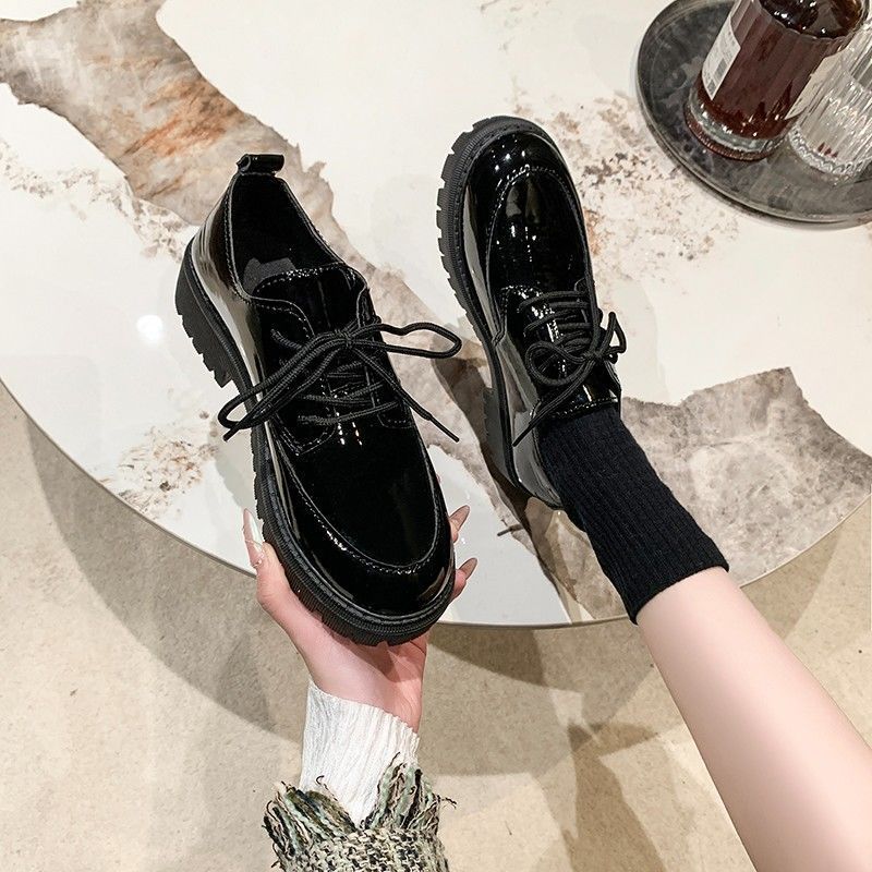 Platform Lace-up Loafers Leather Shoes