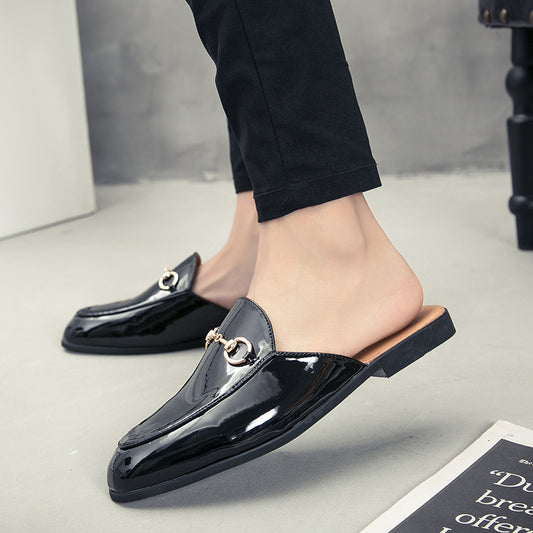 Summer Bright Leather Semi-Slipper Sandals