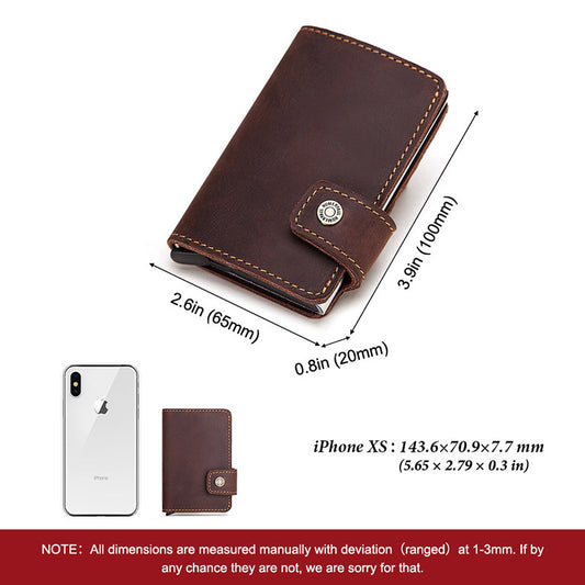 RFID Leather Automatic Pop Up Credit Card Case Business Card Case Metal Aluminum Card Holder