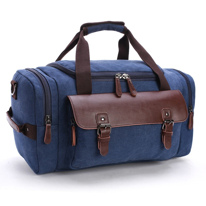 Classy Large Capacity Vintage Leather and Canvas Luggage Travel Tote Bags