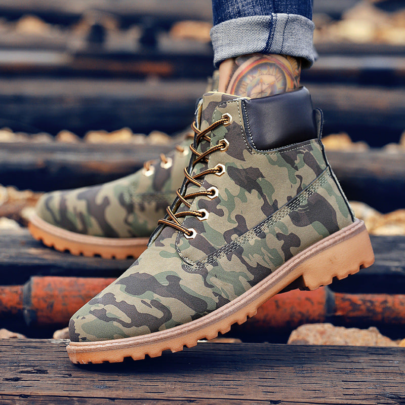 Lace-Up Leather High-Top Casual Snow Boots