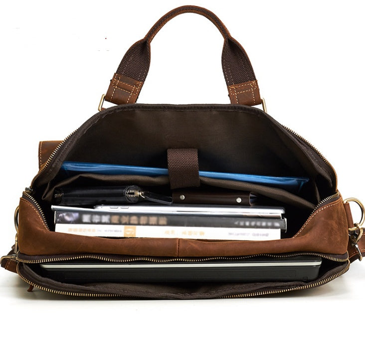 Genuine Leather Retro Business 15.6-inch Laptop Bag