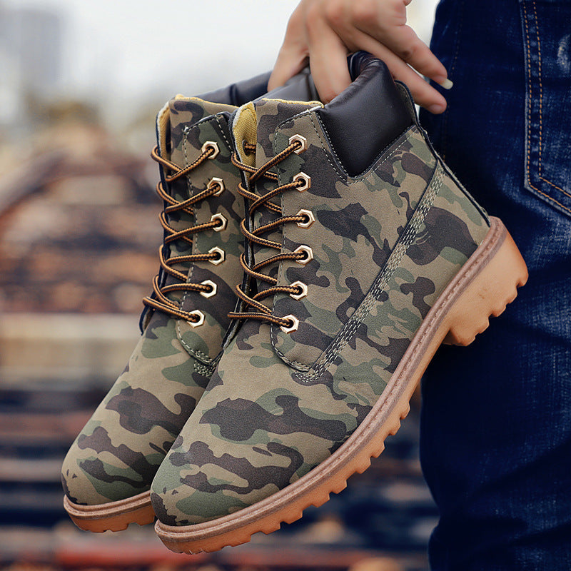Lace-Up Leather High-Top Casual Snow Boots