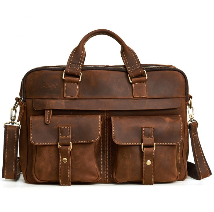 Genuine Leather Retro Business 15.6-inch Laptop Bag