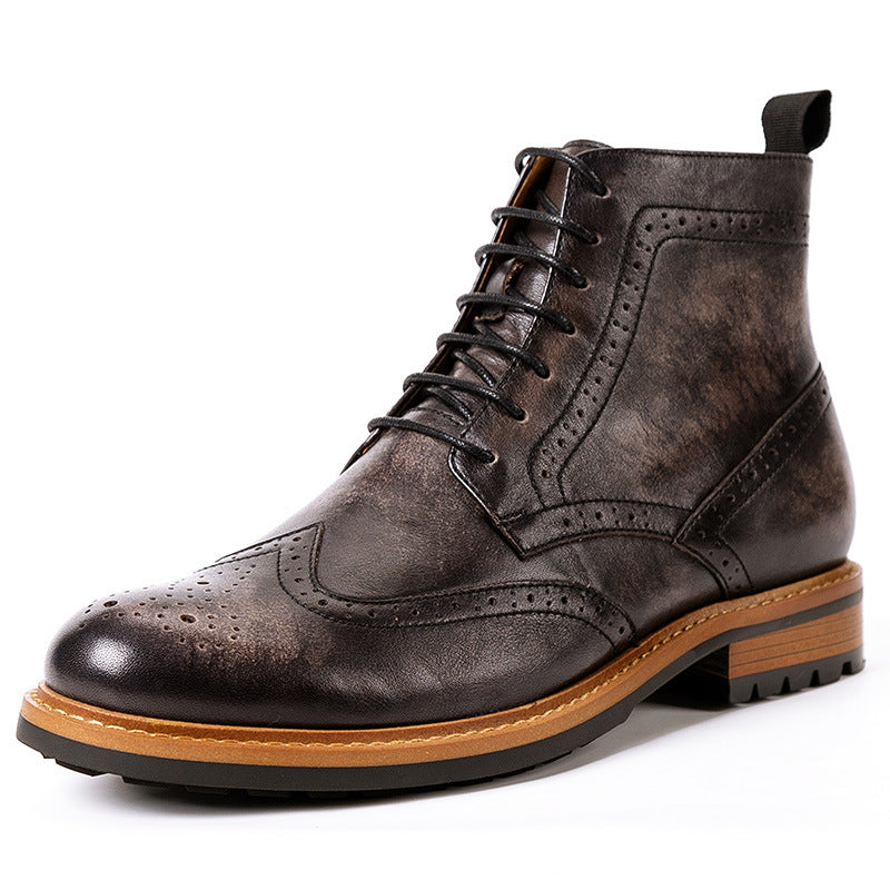 Casual Leather Round Toe Boots