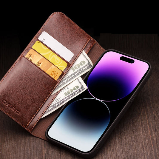 Genuine Leather iPhone Case Flip with Card Insertion