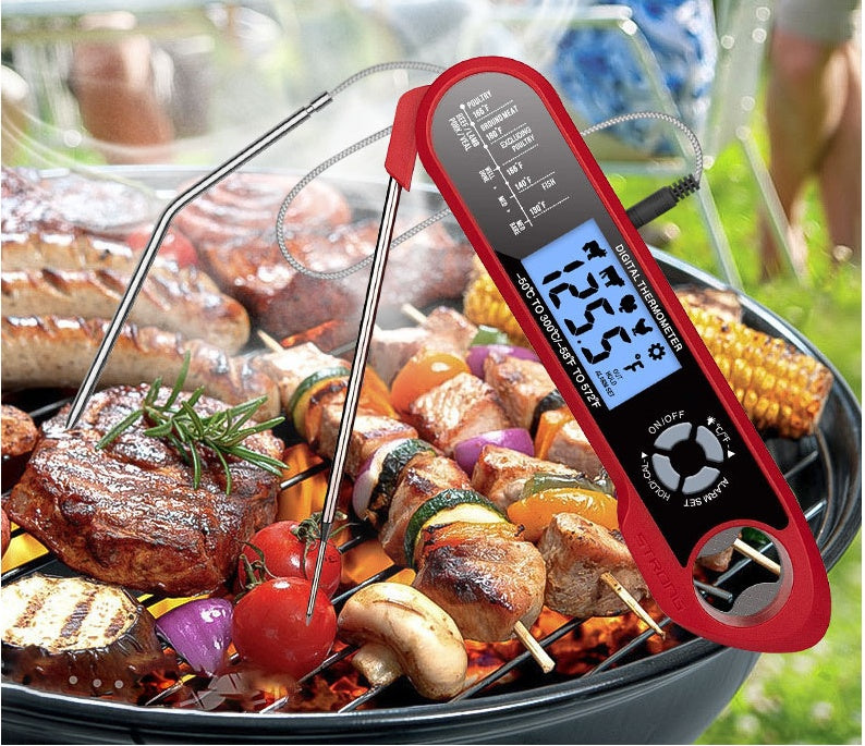Double Probe Smart Oven Electronic Barbecue Thermometer Foldable Waterproof