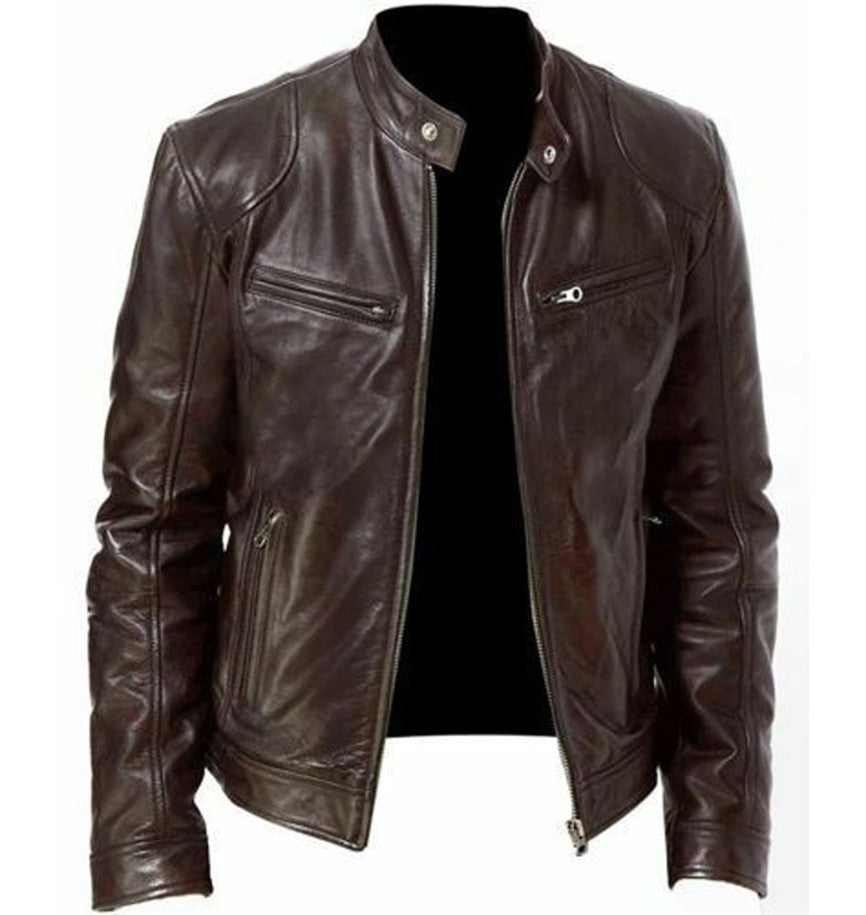 Gentleman's Leather Zipper Cardigan Jacket