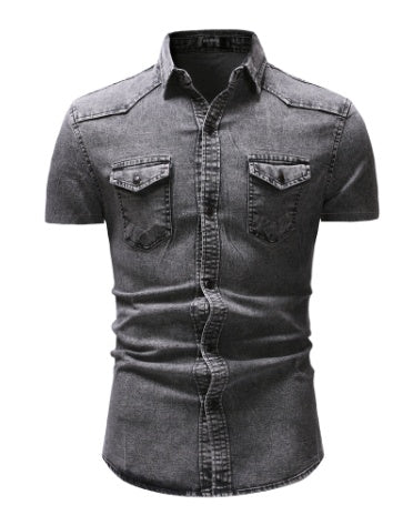 Denim Short-Sleeved Shirt