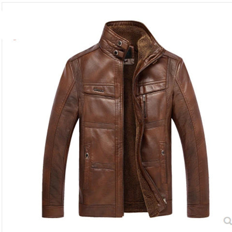 Leather Oblique Zipper Biker Jacket