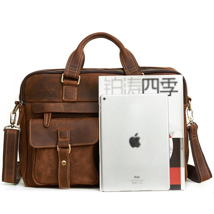 Genuine Leather Retro Business 15.6-inch Laptop Bag