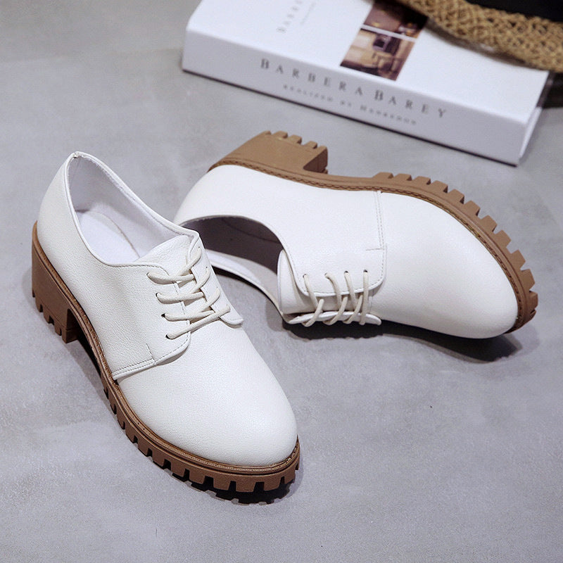 Leather Retro Chunky Shoes