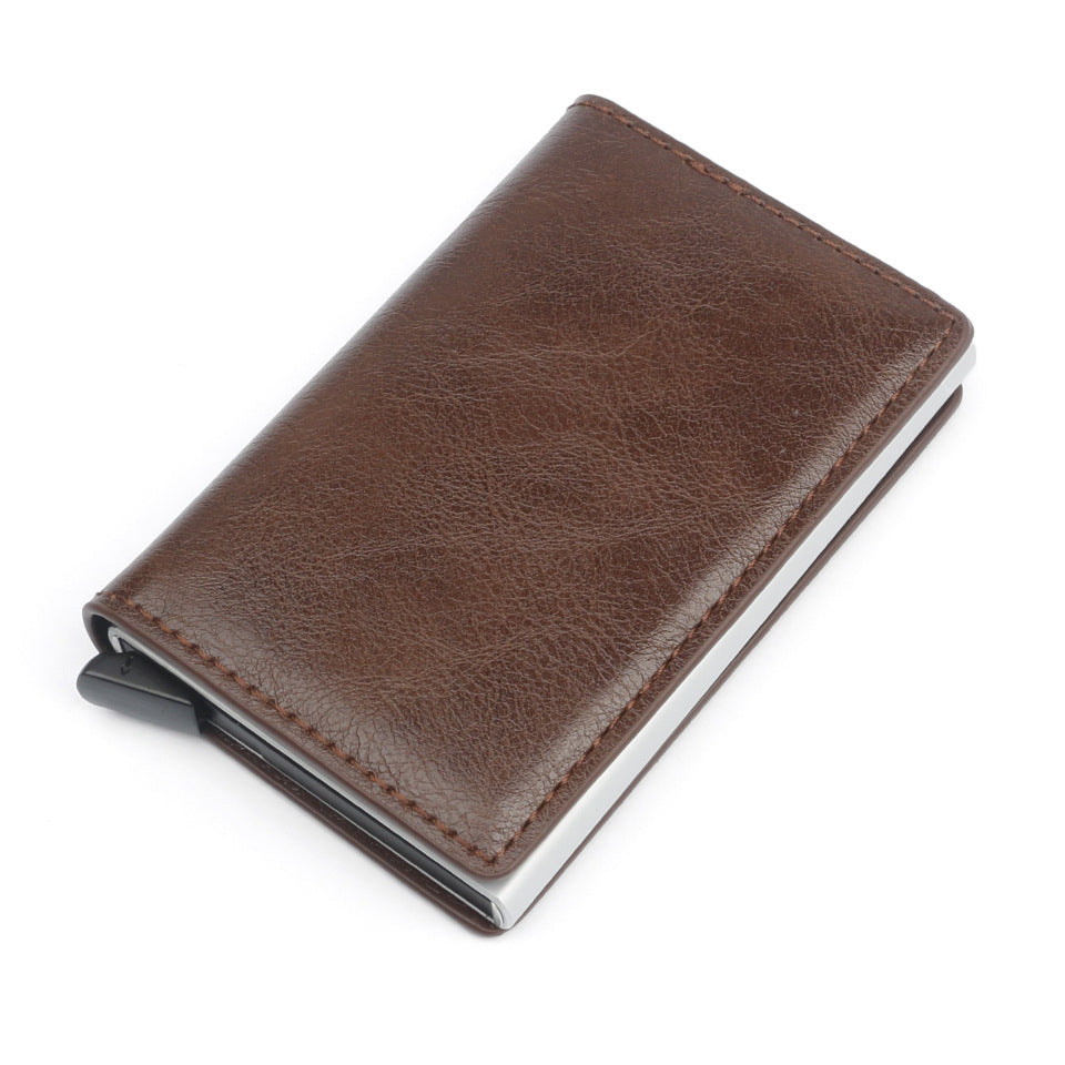 RFID Metal Card Holder Aluminium Alloy Leather Wallet Antitheft