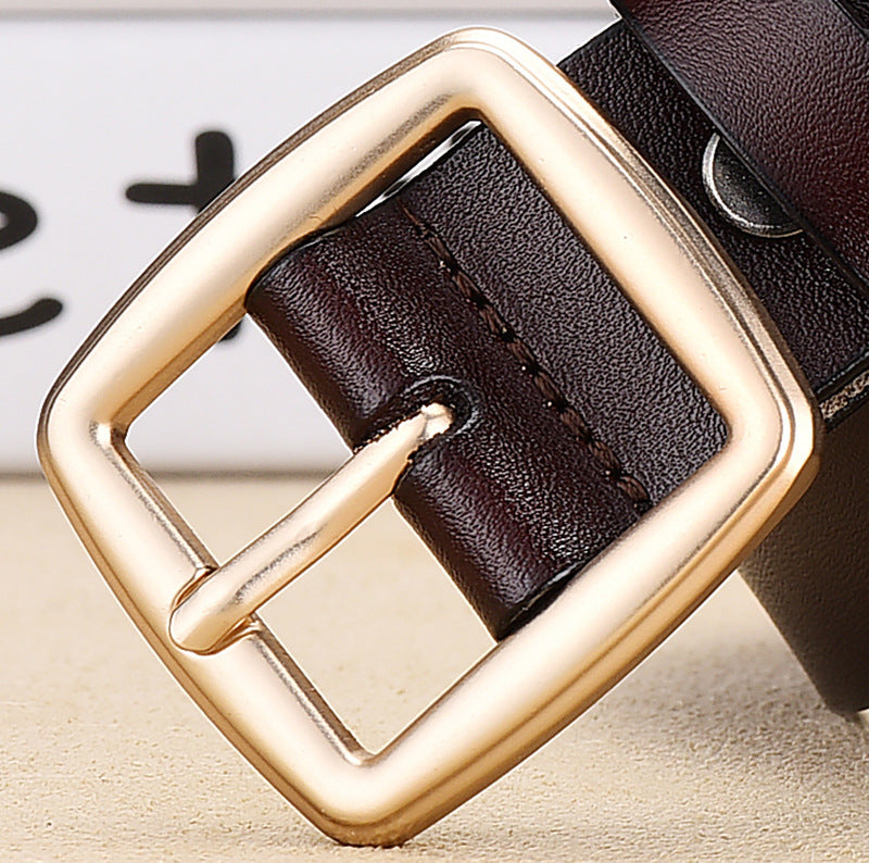 Ladies Korean Style Simple Gold Pin Buckle Belt