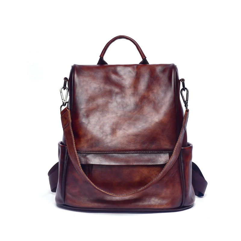 Genuine Leather Anti-Theft Travel Backpack