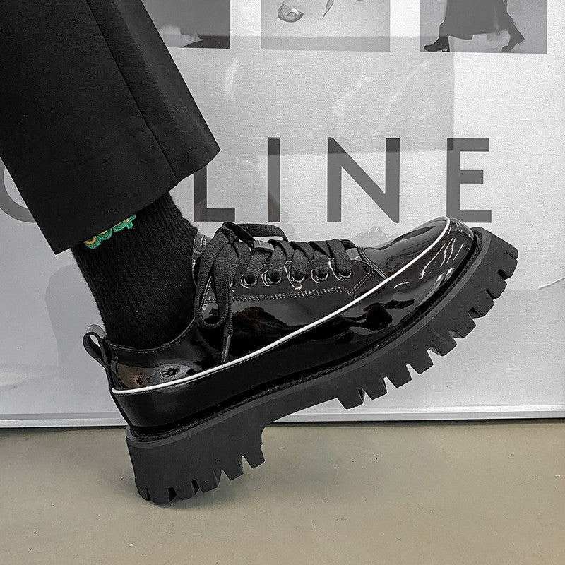 Heavy Bottomed Leather Platform Shoes