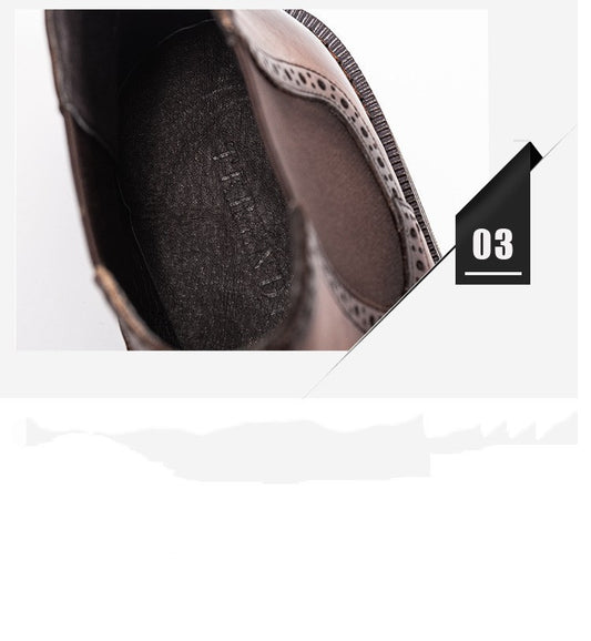 Chelsea Brogue Carved Leather Boots