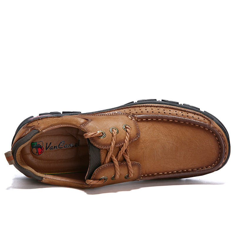 British Casual Thick Sole Leather Hiking Shoes