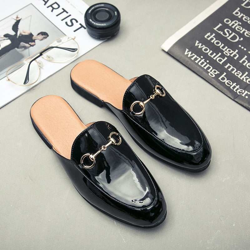 Summer Bright Leather Semi-Slipper Sandals