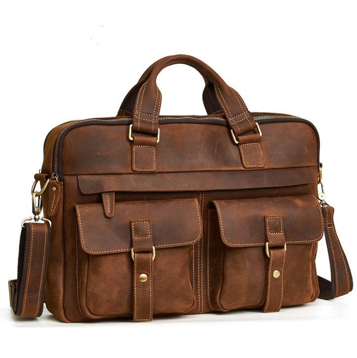 Genuine Leather Retro Business 15.6-inch Laptop Bag
