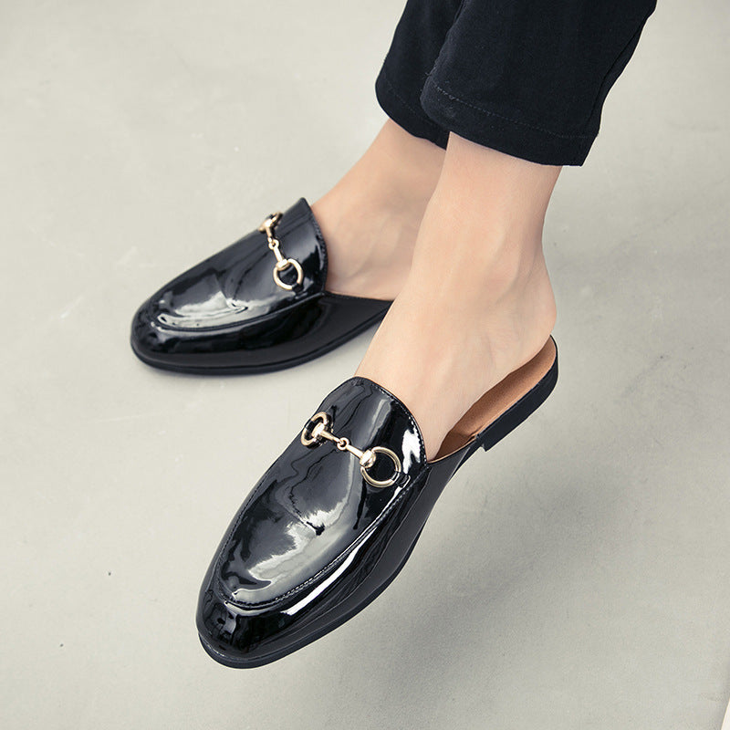 Summer Bright Leather Semi-Slipper Sandals