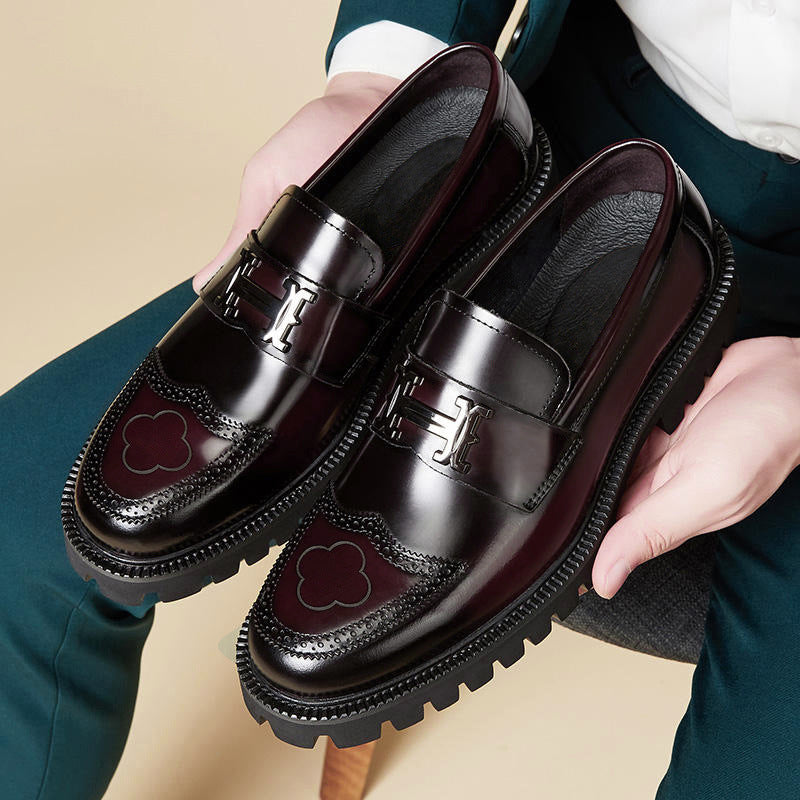 Slit Beads Matte Craft Leather Shoes