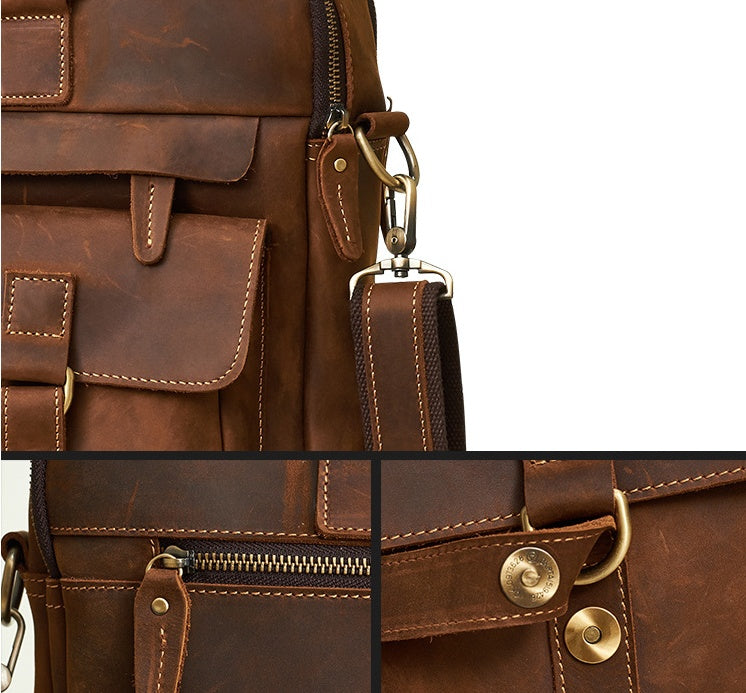 Genuine Leather Retro Business 15.6-inch Laptop Bag