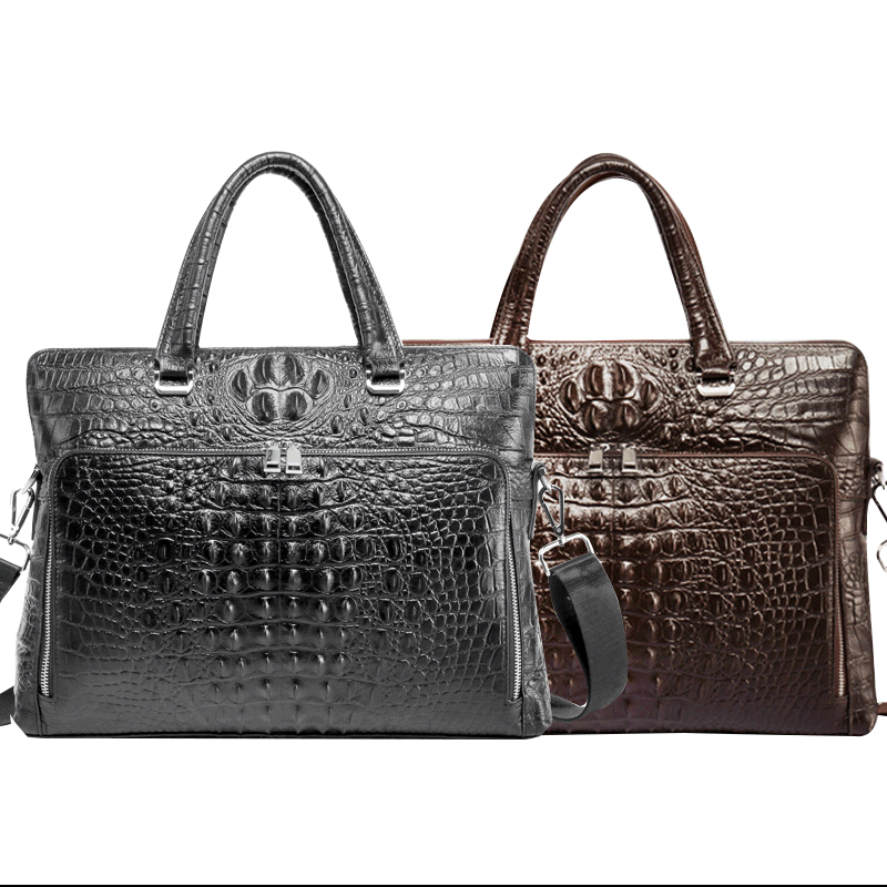Genuine Leather Crocodile Designs Laptop Business Handbags