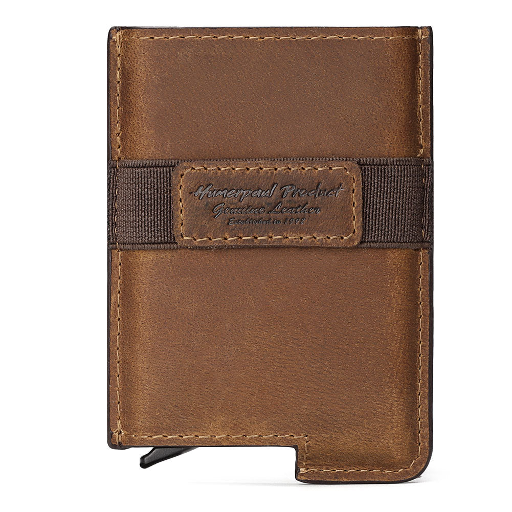RFID Leather Retro Anti-Theft Swipe Card Box Automatic Credit Card Sleeve