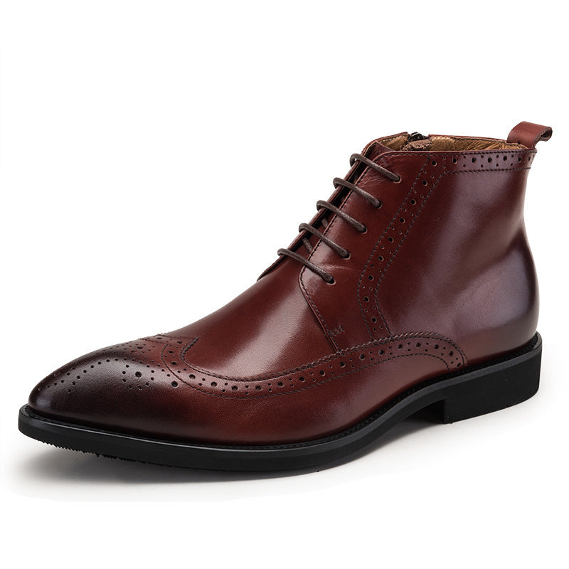 Carved Leather British Style Trend Boots