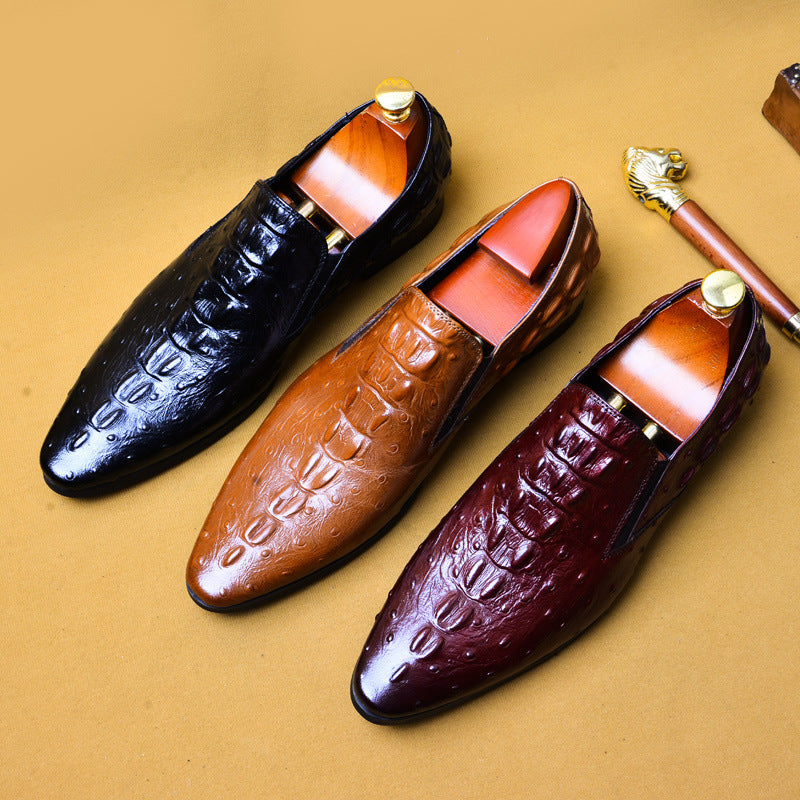 Leather Casual Business Breathable Crocodile Pattern Trendy Shoes