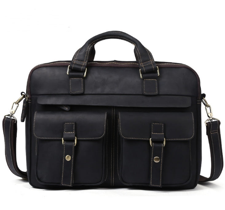 Genuine Leather Retro Business 15.6-inch Laptop Bag