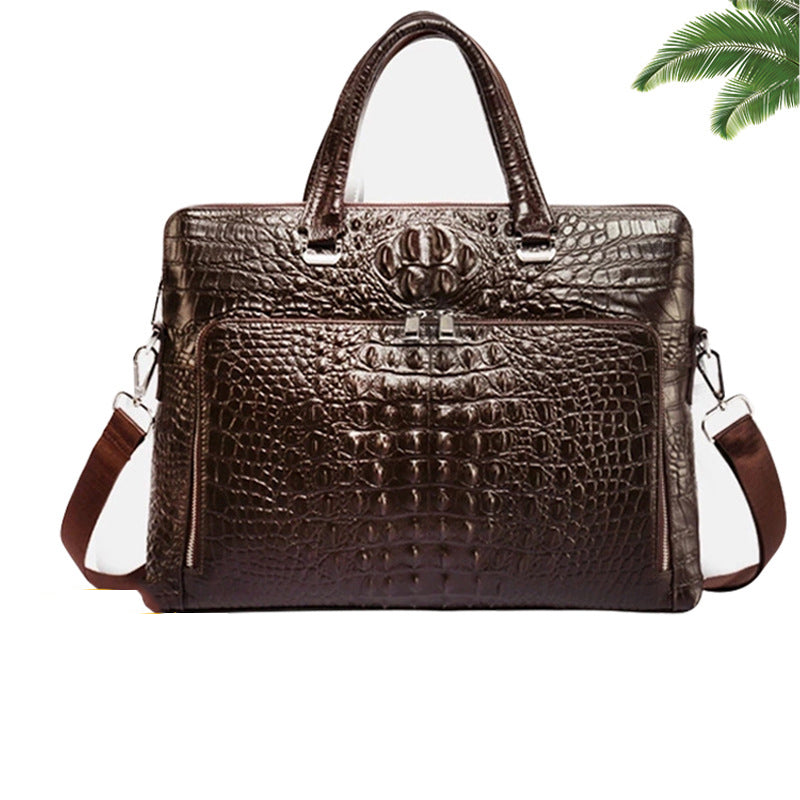 Genuine Leather Crocodile Designs Laptop Business Handbags