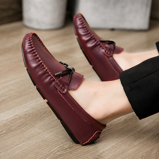 Leather Frosted Casual Flat Shoes