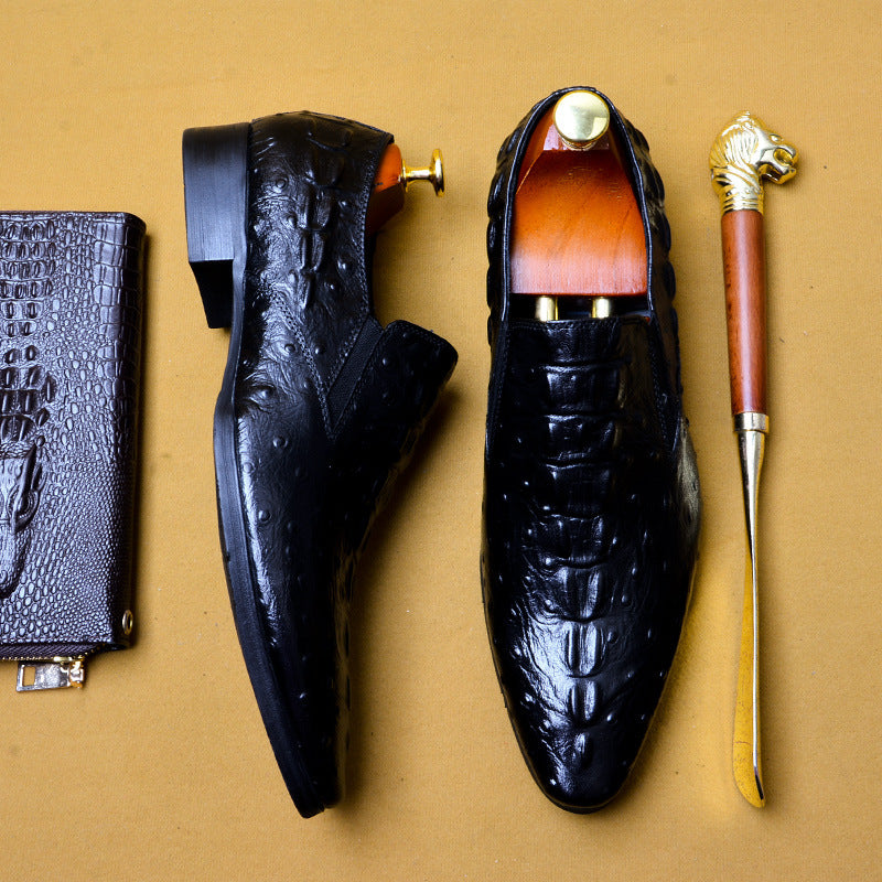 Leather Casual Business Breathable Crocodile Pattern Trendy Shoes
