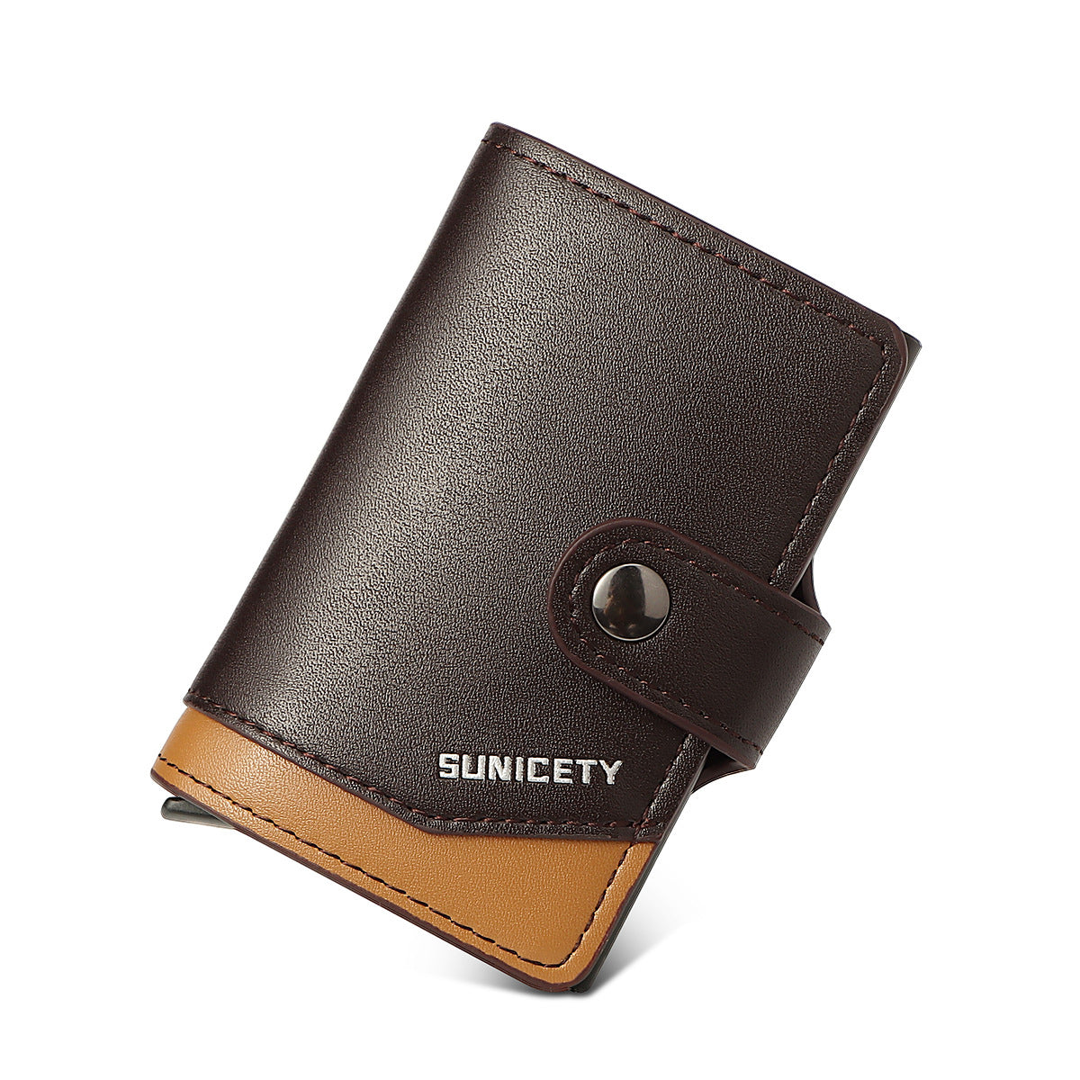Leather RFID Metal Aluminum Case Automatic Pop-up Card Holder