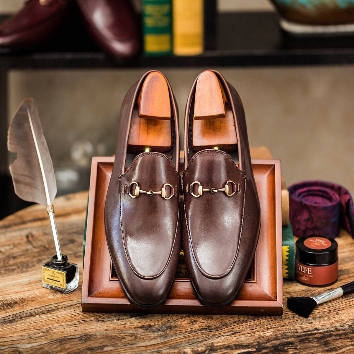 Horse bit Leather Shoes Round Toe Casual