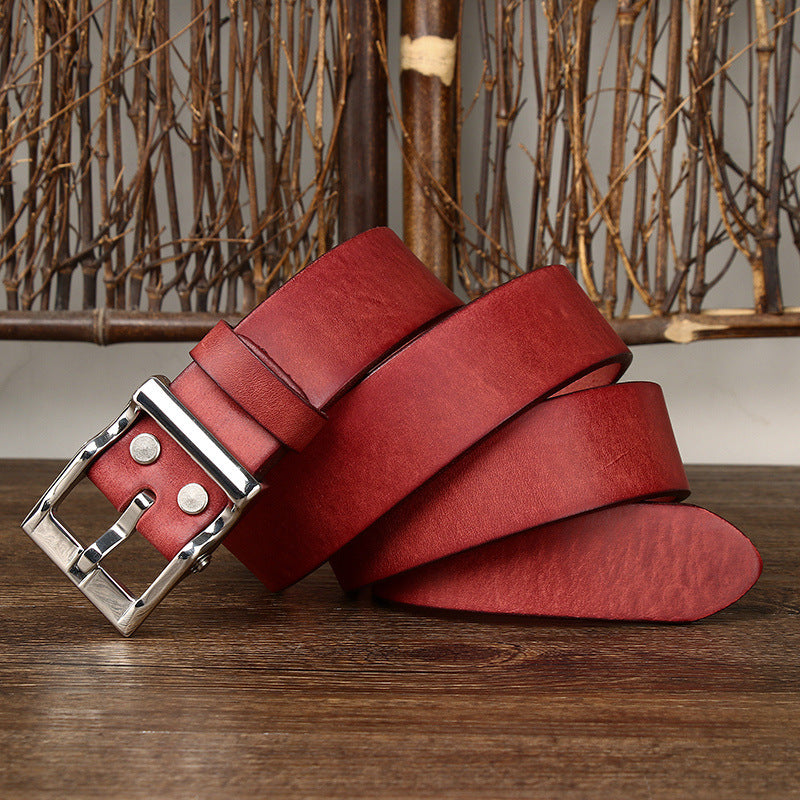 Retro Leather All-Match Stainless Steel Buckle Belt