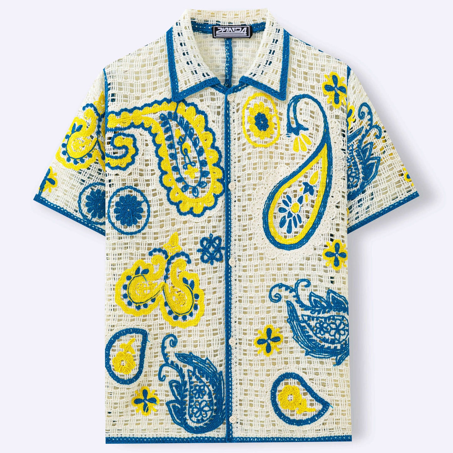 Retro Ethnic-Style Crochet Shirt