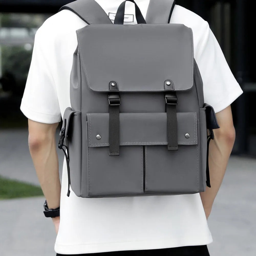 Multi-Pockets Leather Adjustable Backpack
