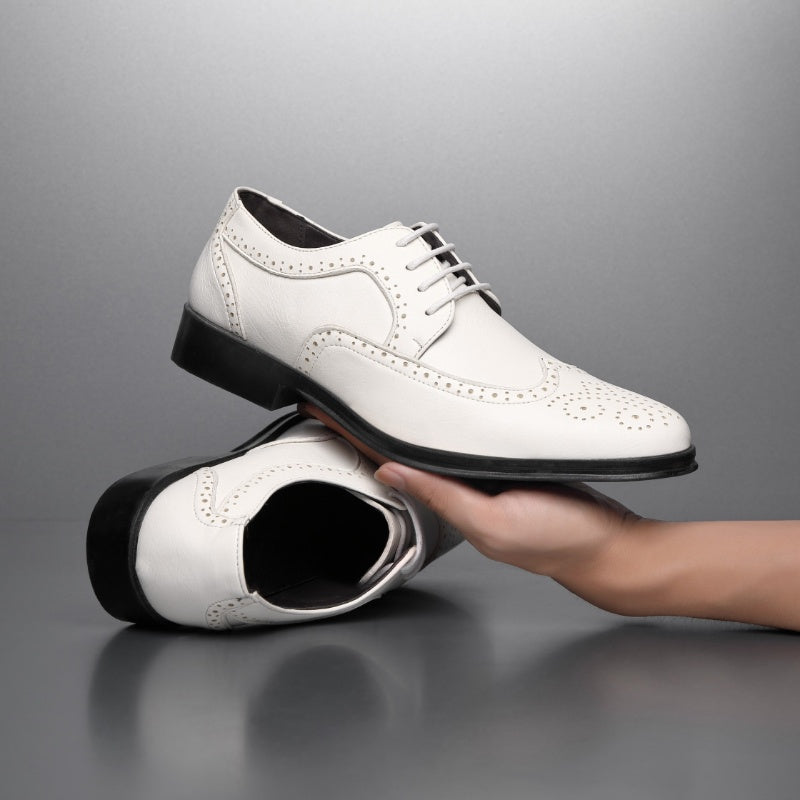 Block Carved Casual Leather Shoes