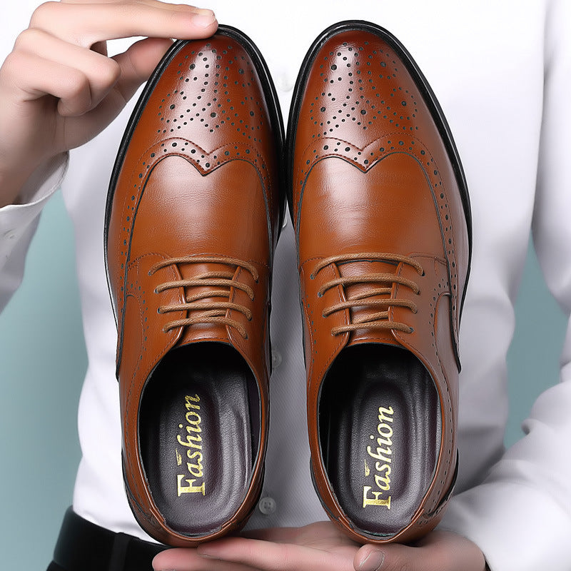 Block Carved Casual Leather Shoes