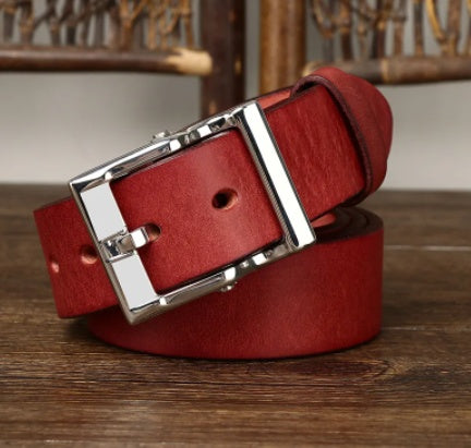 Retro Leather All-Match Stainless Steel Buckle Belt