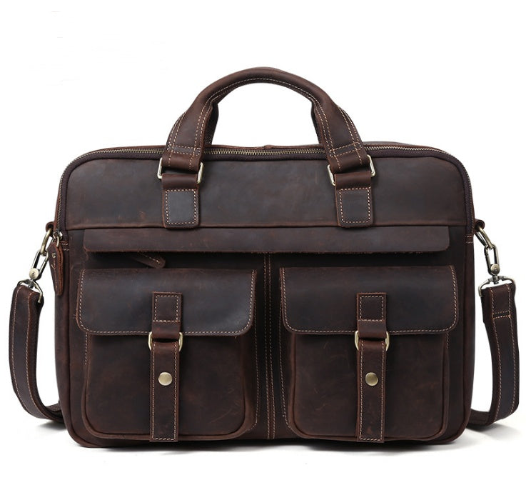Genuine Leather Retro Business 15.6-inch Laptop Bag
