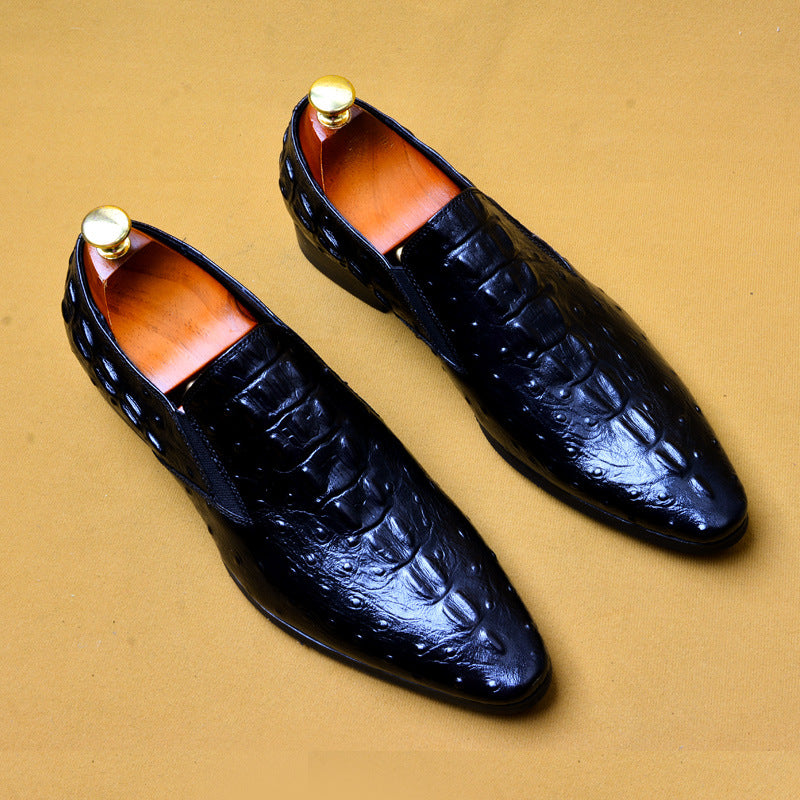 Leather Casual Business Breathable Crocodile Pattern Trendy Shoes