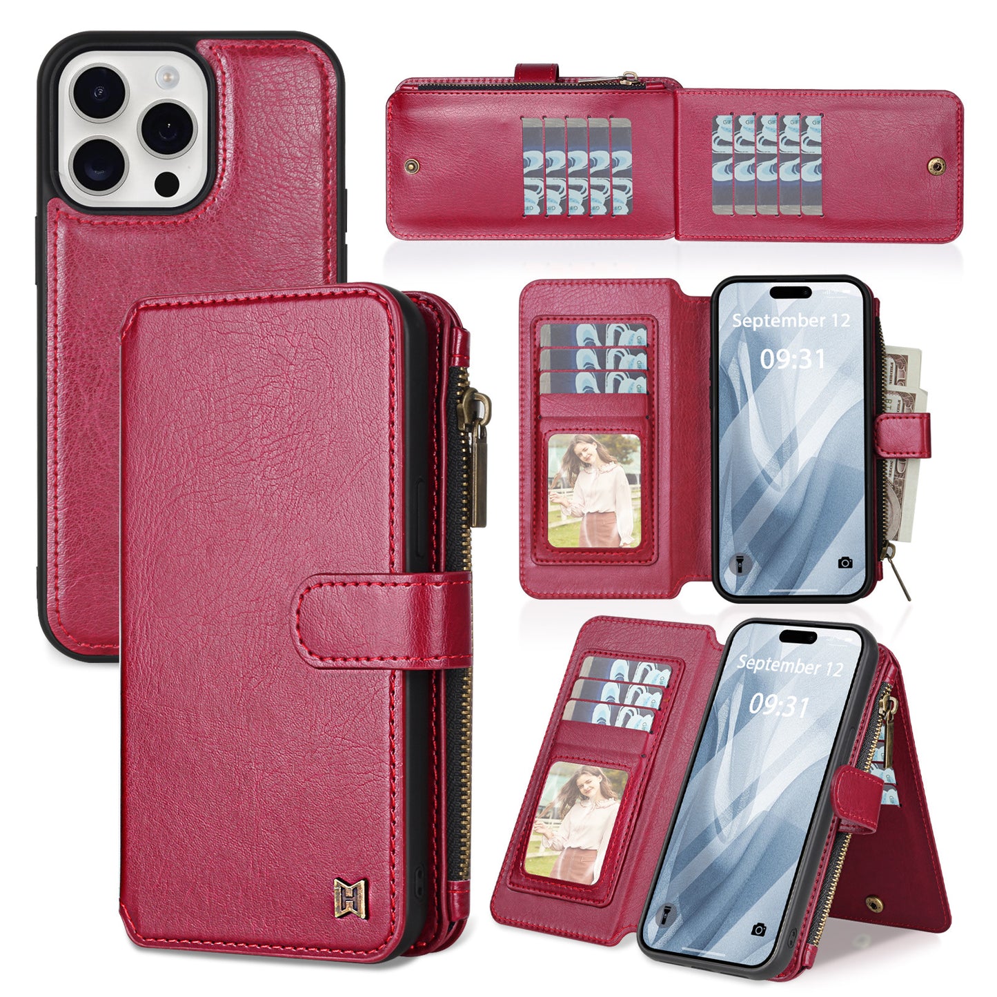 iPhone Multifunctional Wallet Leather Detachable Magnetic Protective Case