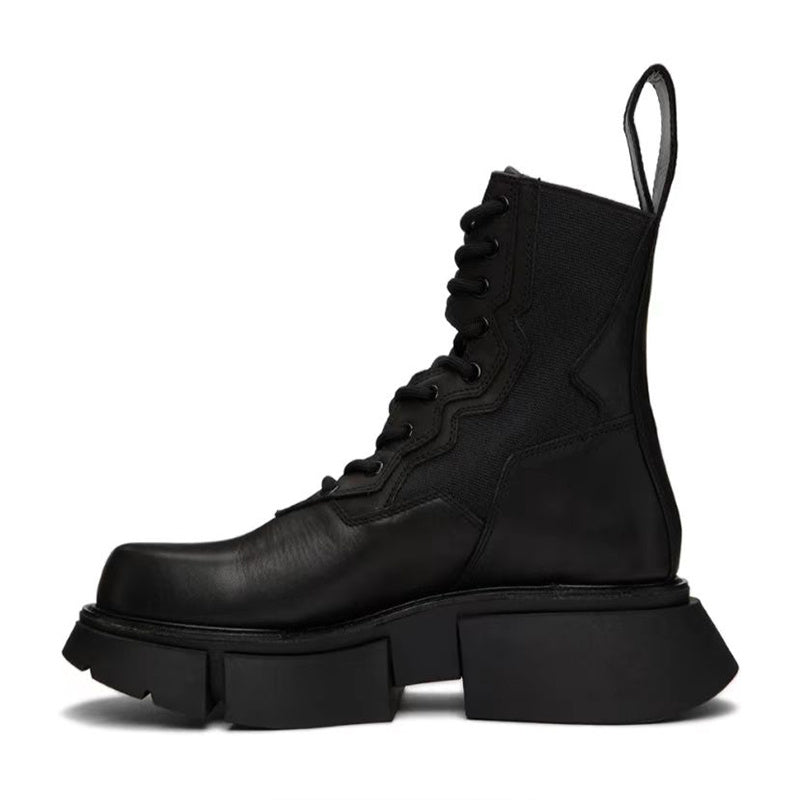 Versatile Leather Thick Bottom Short Boots
