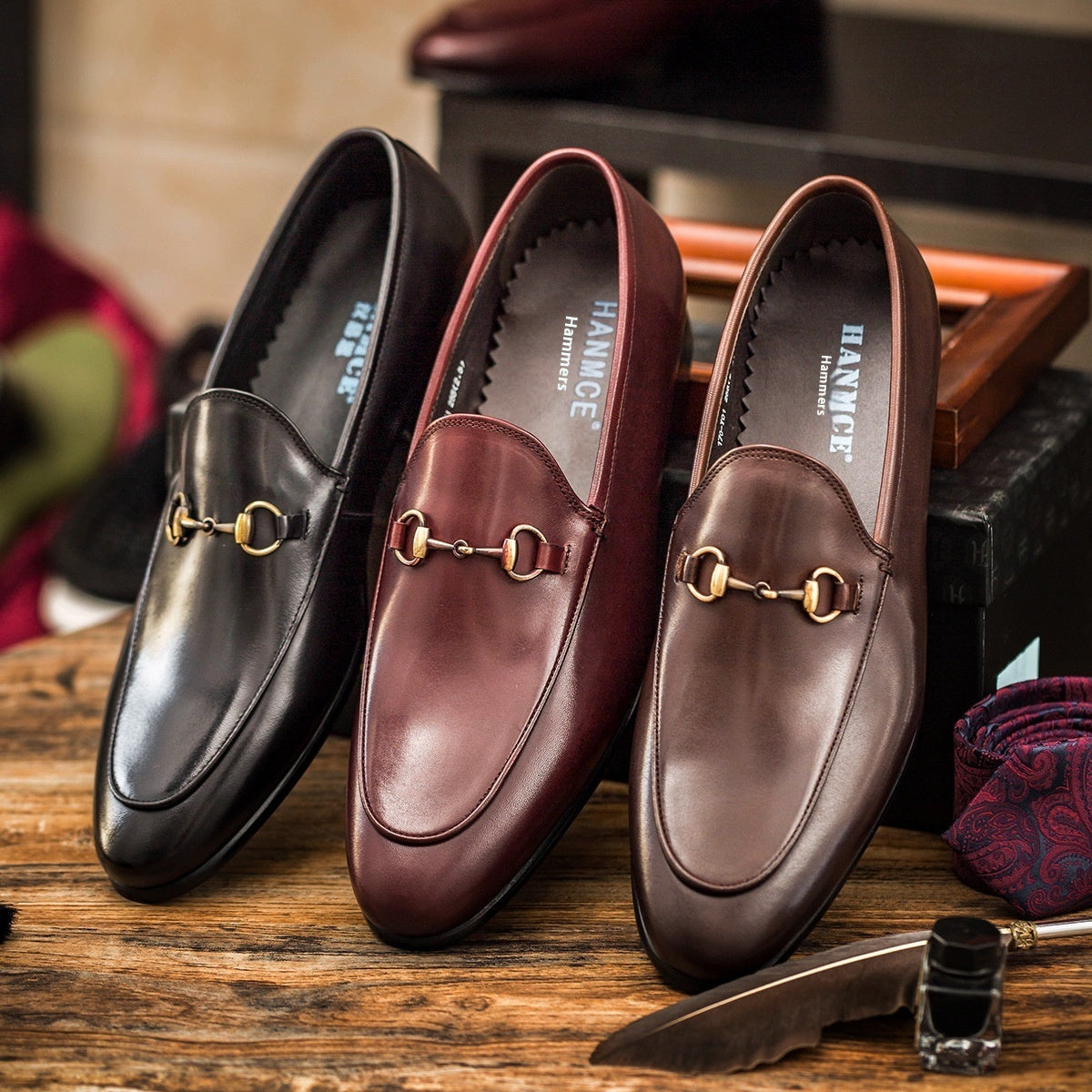 Horse bit Leather Shoes Round Toe Casual