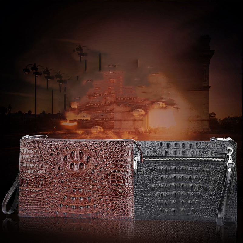 Genuine Leather Underarm Zipper Business Bag