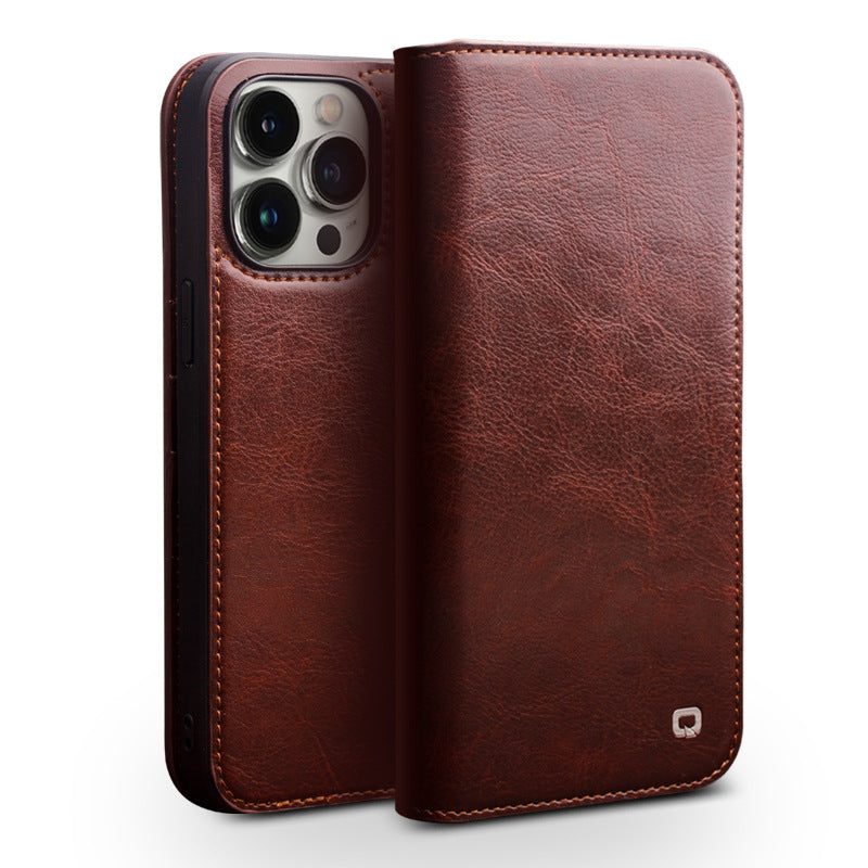 Genuine Leather iPhone Case Flip with Card Insertion